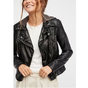 Free People Monroe leather hooded jacket